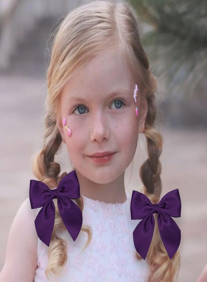 Zolyco 3.5 Inch Cheer Bow Clips for Women Girls Thick Ribbon Boutique Alligator Clips with Tails Hair Accessories for Older Kids Children Young Girls 2 Pcs (Deep Purple) - Image 3